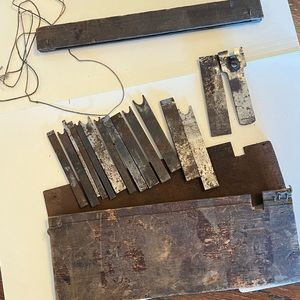Antique, wood plane carving blades kit